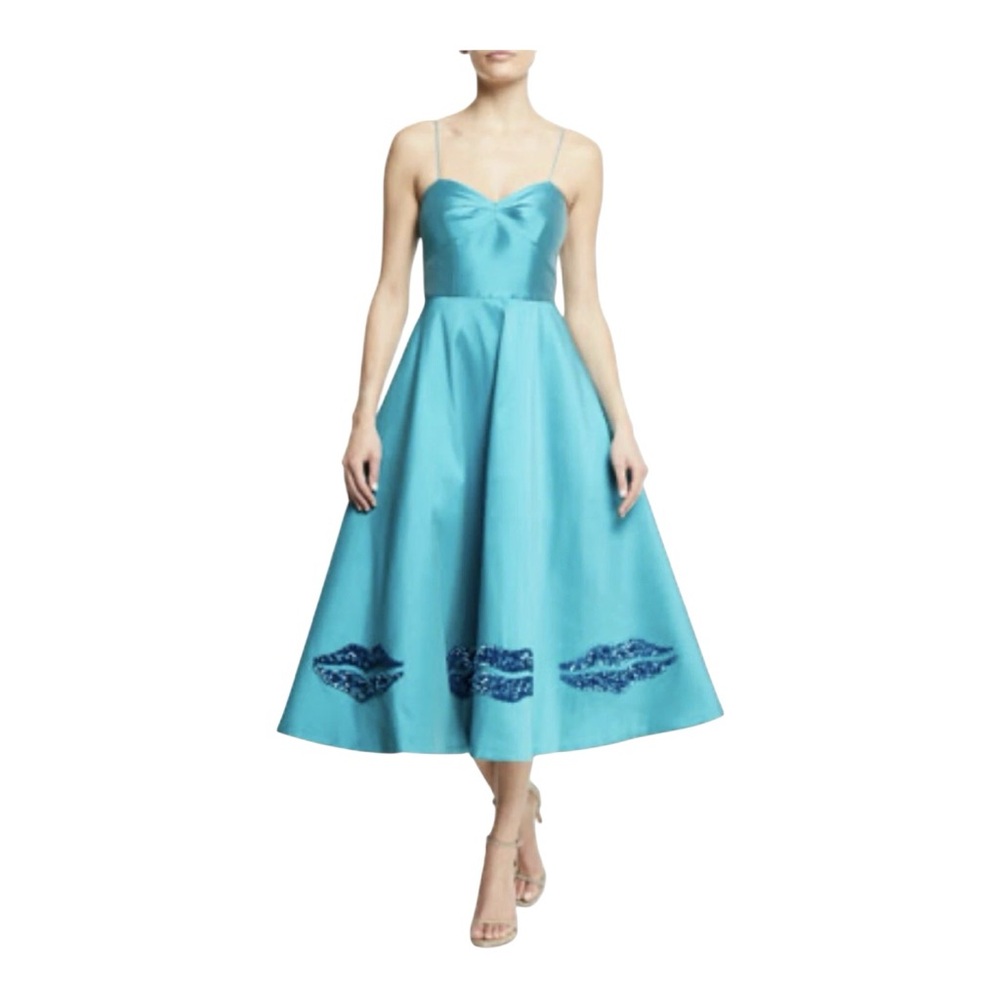 Sachin & Babi Byzantion Metallic Lips
Tea-Length Dress, Teal, Women's, 8